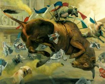 Martin Wittfooth ‘Conquest_ (oil on canvas, 85 x 105 inches)